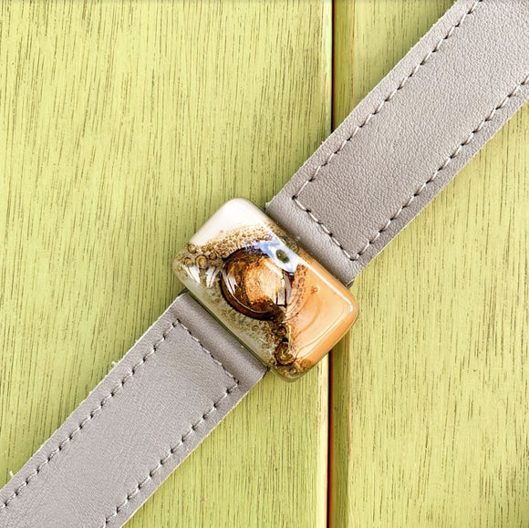 Cristalida Fashion Bracelet | Grey & Beige Fused Glass from Argentina