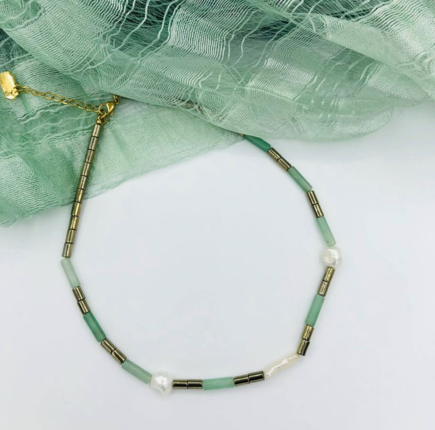 Habana Paris Short Amazonite Hematite Necklace