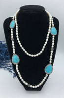 Habana Paris Long Pearl Turquoise Necklace-1