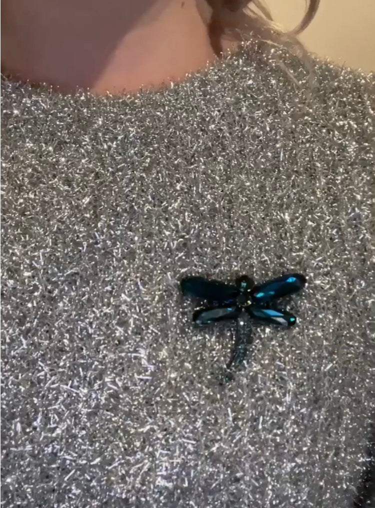 Moon C Blue Dragonfly Brooch