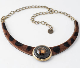 jane leather necklace black brown bronze - JOYasForYou