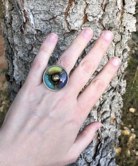 Cristalida Large Open Ring / Purple, Yellow, Aqua Blue - 0