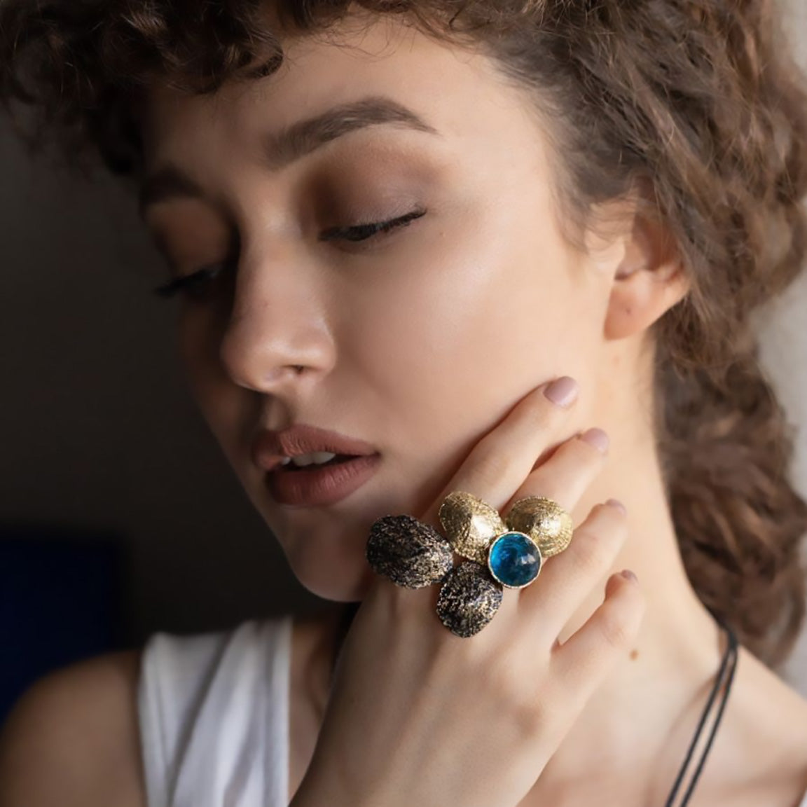 Kalliope Reef Ring: Handcrafted Resin & Brass | Made in Greece