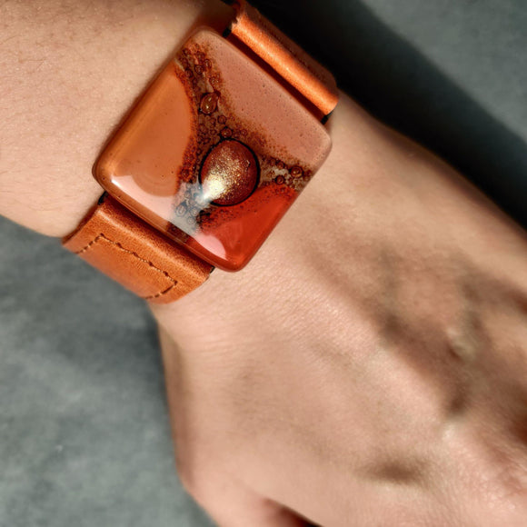 Cristalida Fashion Leather Bracelet For Women, Bright Orange / Pink / Red, Cartagena - JOYasForYou