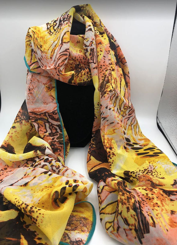 Animal Print Silk Georgette Scarf | Multi-Way Lightweight Accessory