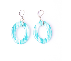 marie earrings aqua blue white - JOYasForYou