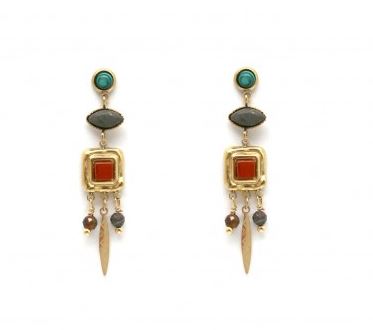 Habana Paris Multicolor Earrings With Natural Stones