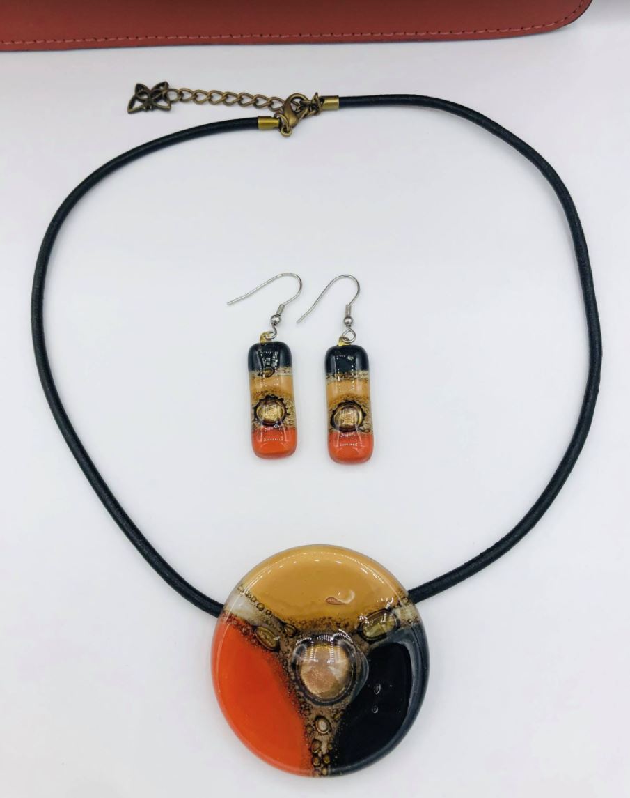Cristalida Orange Jewelry Set / Necklace, Earrings