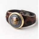 paris leather cuff bracelet animal print black brown-1