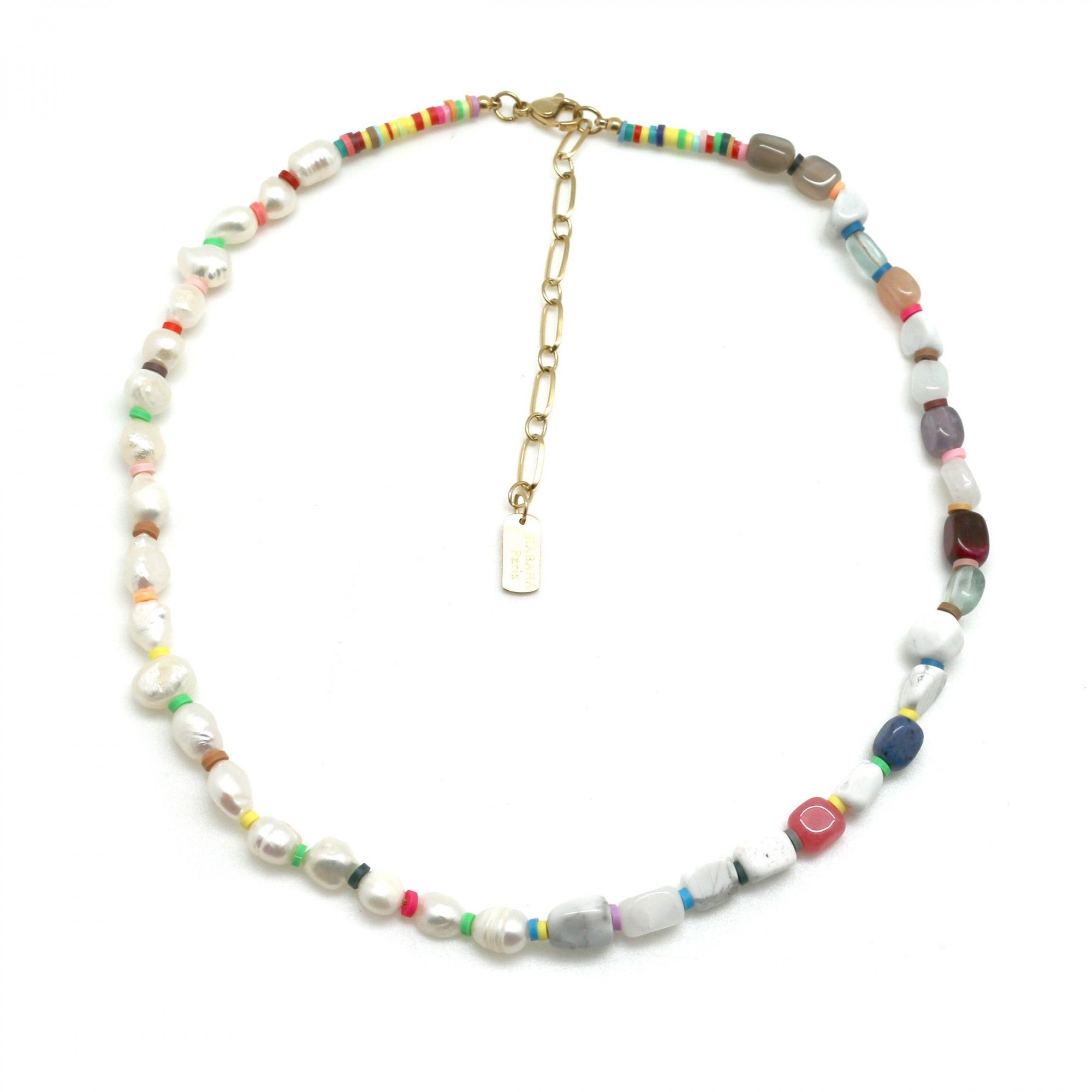 Habana Paris Pearls Gemstone Short Necklace