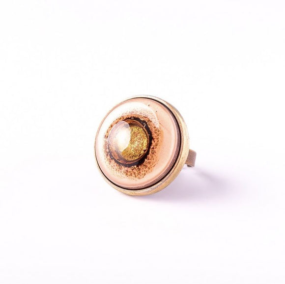 Cristalida Pink Large Ring / Fused Glass, Metal