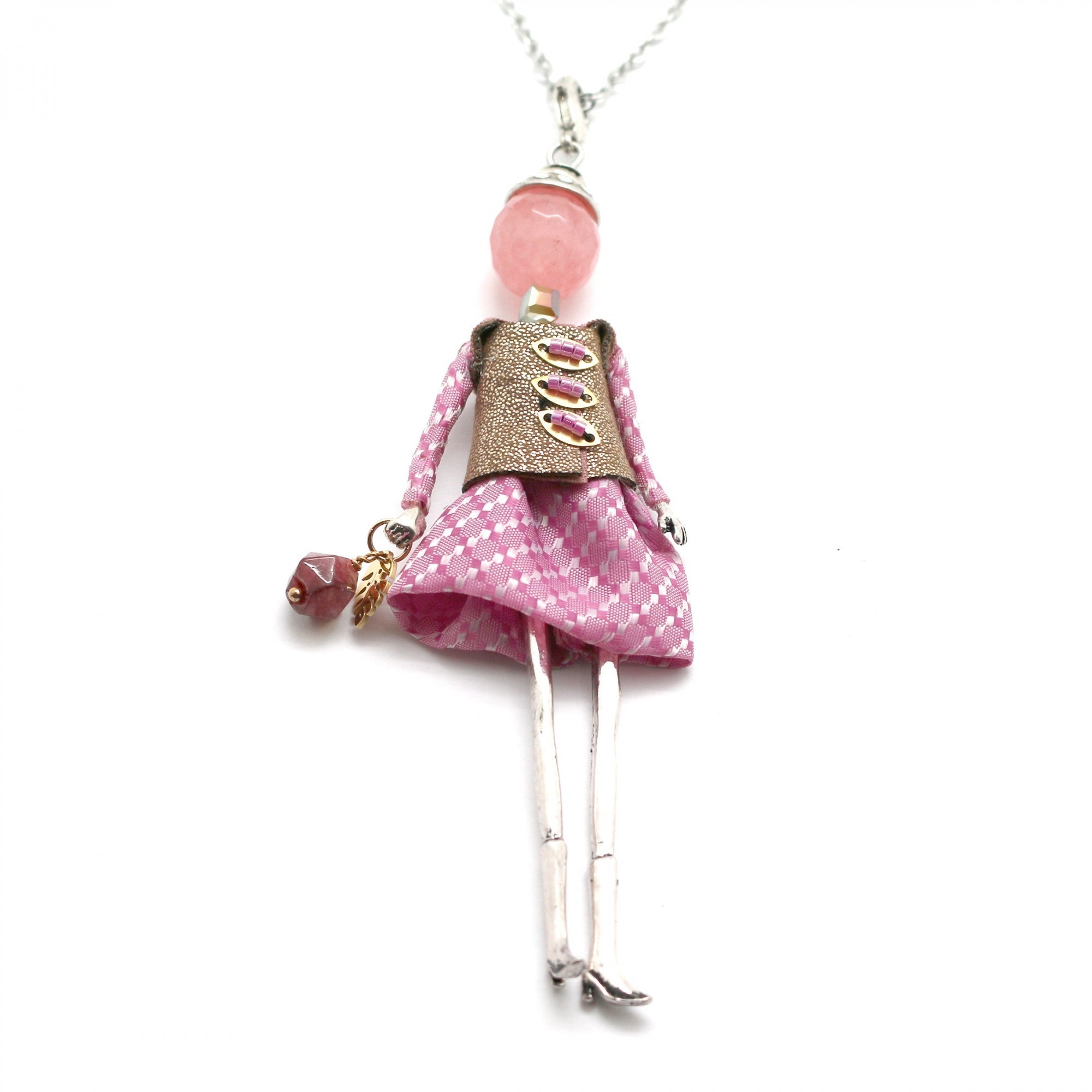 Moon C Pink Doll Pendant Necklace