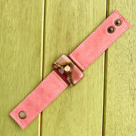 Cristalida Pink Leather Bracelet | 3 cm
