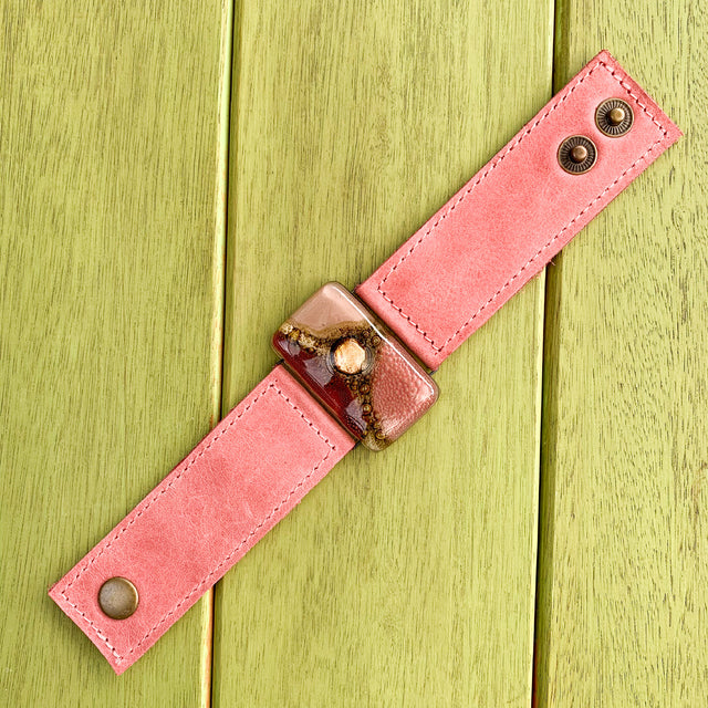 Cristalida Pink Leather Bracelet For Women / 3 cm Bracelet