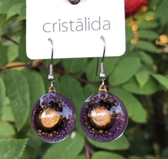 Cristalida Purple Fused Glass Earrings
