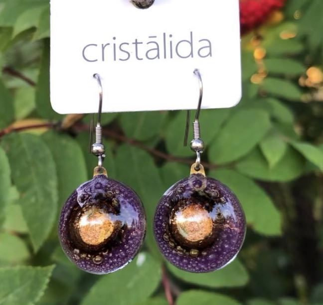 Cristalida Purple Earrings / Fused Glass, Surgical Steel