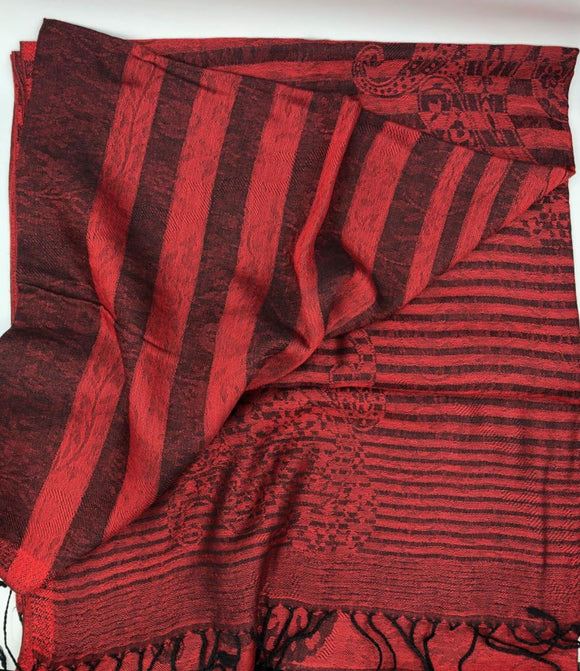 Long Modal Striped Fringed Scarf | Stylish Accessory from India