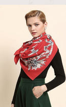 Bird Pattern Large Square Wool Scarf-3