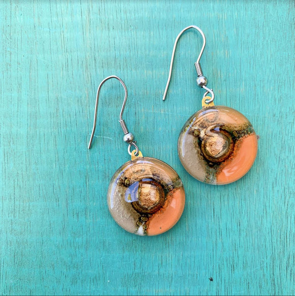 Cristalida Beige & Orange Glass Earrings