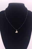 Habana Paris Fashion Short Necklace / Onyx, Agate, Stainless Steel,  / Butterfly Pendant /Black - JOYasForYou