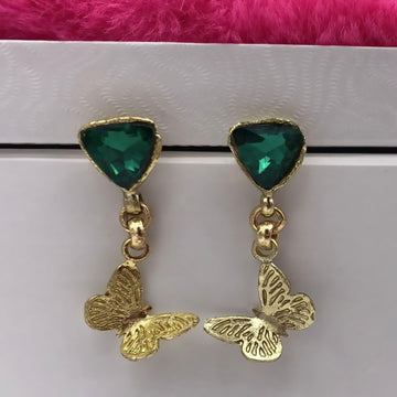 Elegant Kalliope Butterfly Earrings with Emeralds