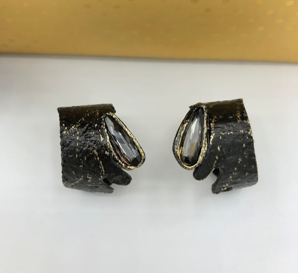 Kalliope Grey Swarovski Hoop Earrings | Greek Crafted