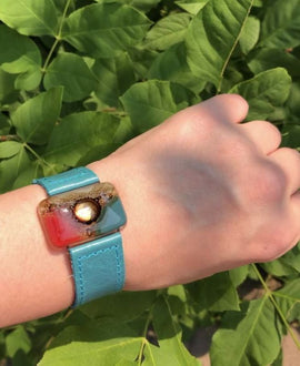 Cristalida Bright Fused Glass Leather Bracelet - 0